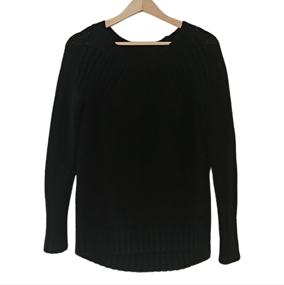 Ann Taylor Black Wool Blend Knit Pullover Sweater